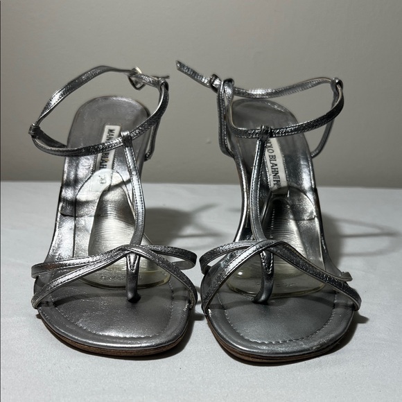 Manolo Blahnik Metallic Silver Heels - Picture 2 of 5
